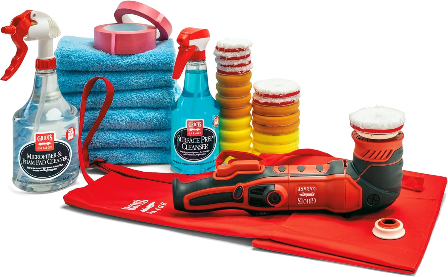 Griot's Garage G13 Mini Long-Throw Orbital BOSS Pro-Grade Kit for Car Detailing and Polishing, Includes the G13 Polisher, BOSS Perfecting and Correcting Foam Pads, and Other Supplies, 11691