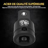 LEXIVON Impact Socket Adapter Reducer, Set of 4, 1/2" | 1/4" to 3/8" | 3/8" to 1/4" | 1/2" Converter Adapter Set Fits Impact Driver, Torque Wrench, Power Drill, Ratchet (LX-112) - 7