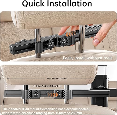 Miniatura 7 de Soporte universal para tablet para reposacabezas para accesorios de automóvil, hecho de aluminio de grado aeronáutico, soporte universal para tablet