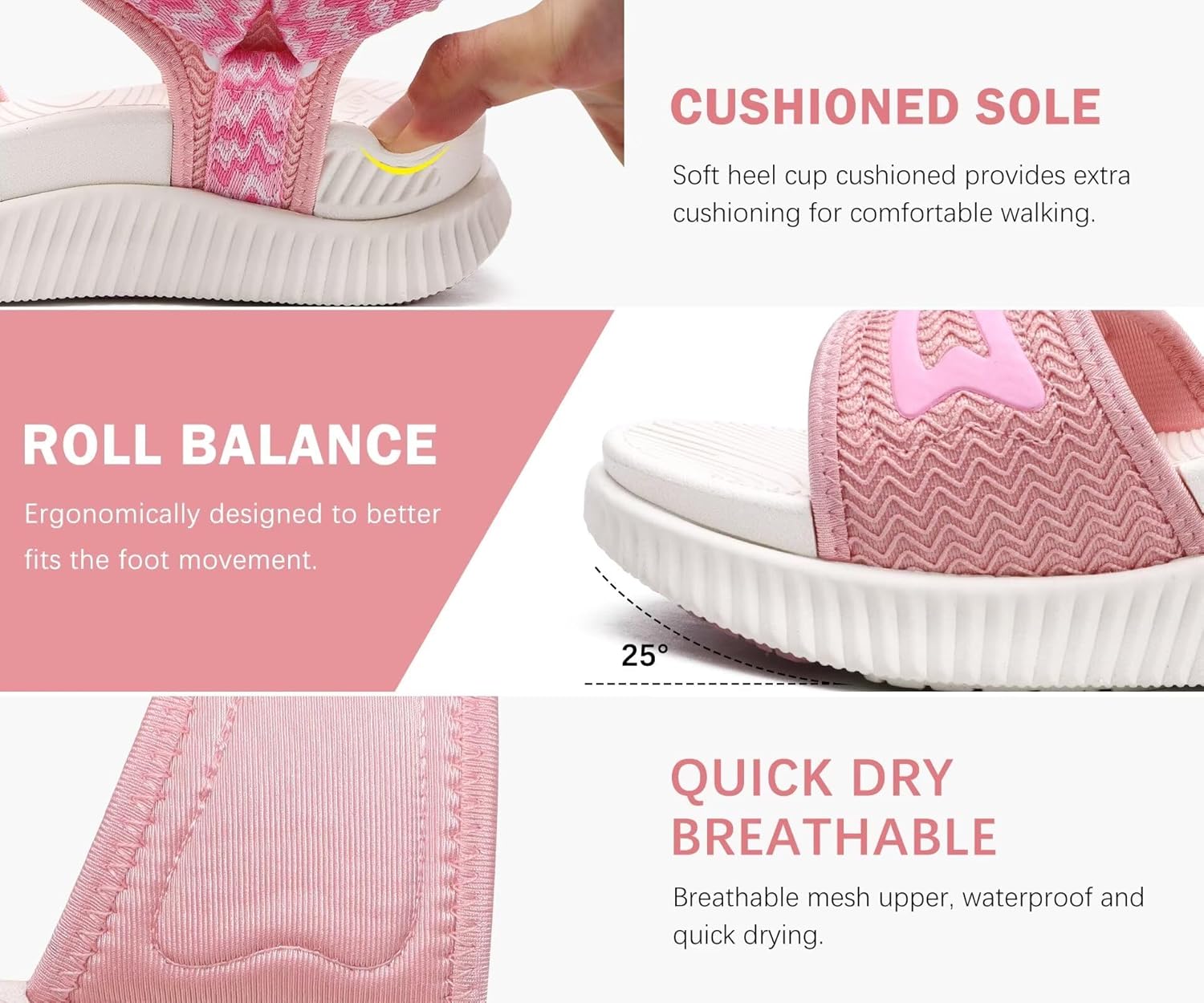 KuaiLu Womens Orthopedic Walking Sandals Ladies Recovery Sport Thick Athletic Cushion Outdoor Hiking Water Sandles Adjustable Strap Sandals with Comfortable Plantar Fasciitis Arch Support - Image 6