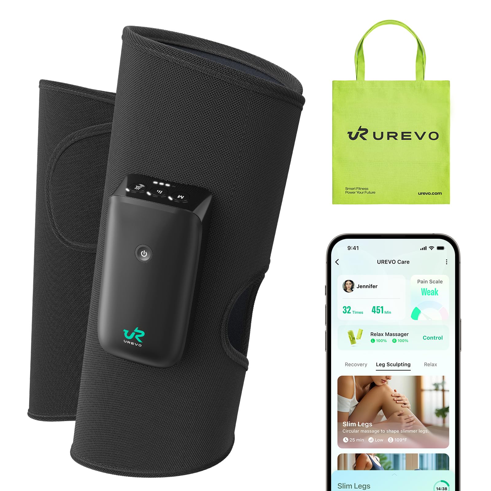 Smartes Beinmassagegerät Mit KI & Luftkompression – Kabellos, Mit App, 3 Modi – Für Durchblutung & Entspannung