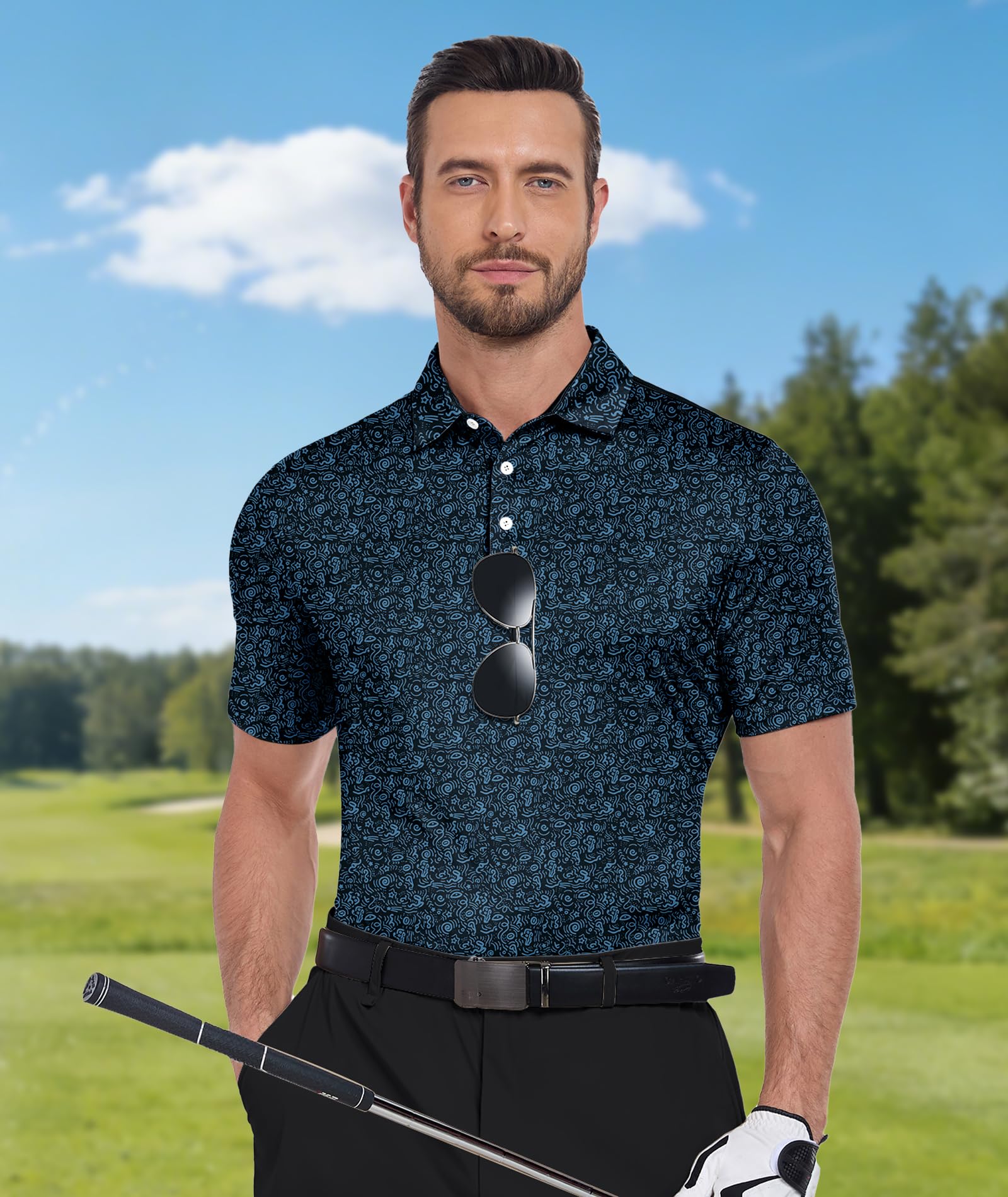 SwissWell Polo Uomo Manica Corta Golf Tennis Traspirante a Maniche Maglietta Sportiva Estiva Shirt Slim Fit Basica Polo Stampata T-Shirt