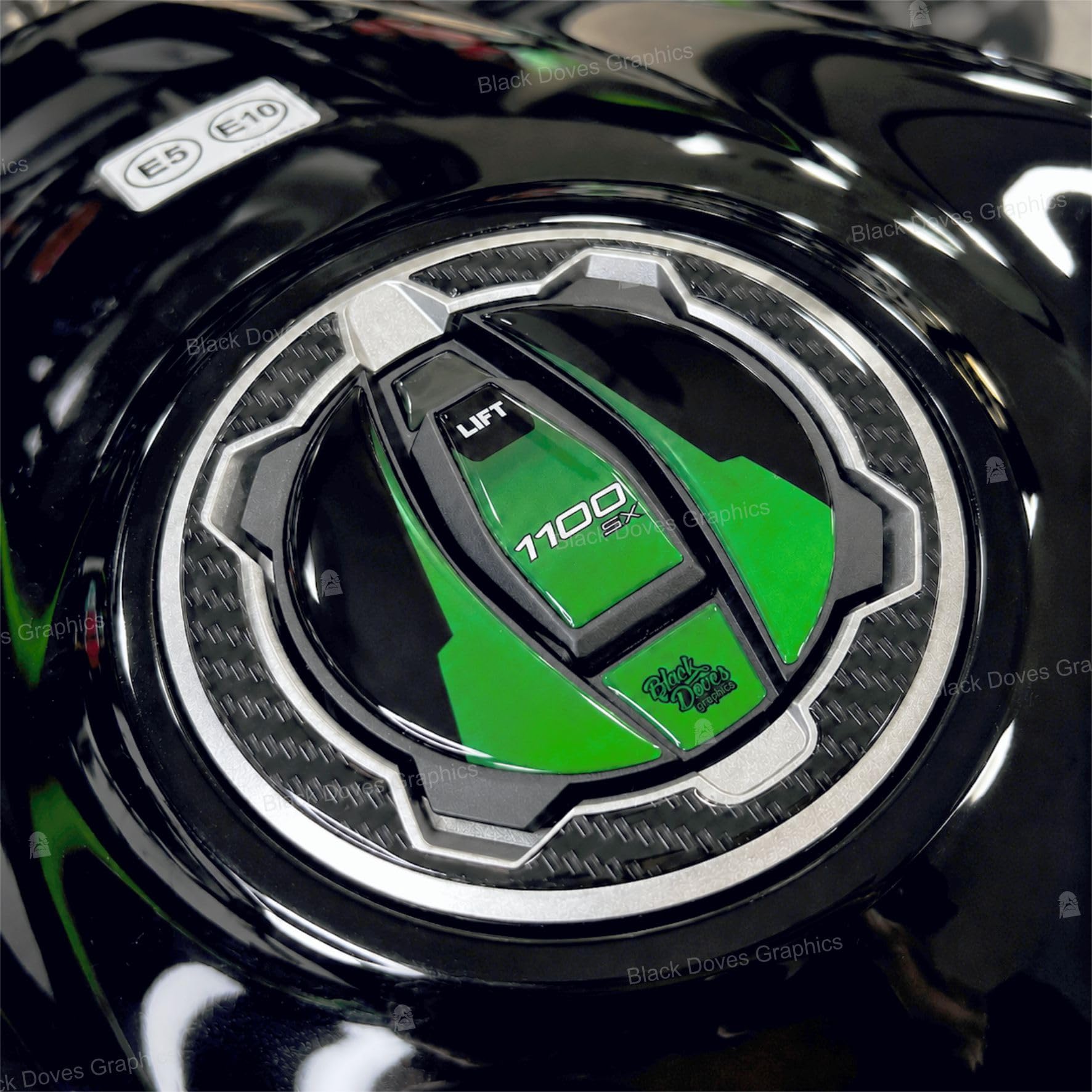 3D Resin Stickers Protectors Compatible with Kawasaki Ninja 1100 SX 2025 Emerald Blazed Green (Cap Protection)