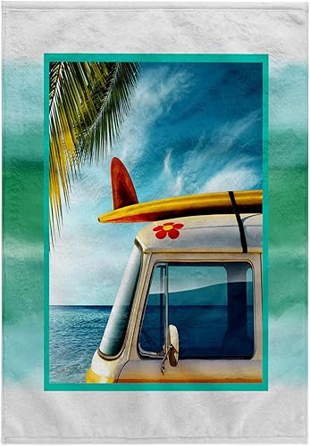 3D Rose Vintage Van con tabla de surf manotoalla deportiva, 15 x 22