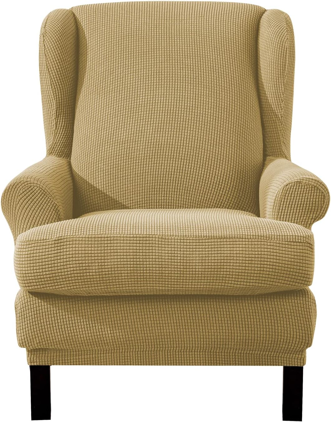 E EBETA Jacquard Funda de Sillón Funda Orejero elástica, Funda Cubre Sillón Relax 1 Plaza, Funda Cojín Independiente (Amarillo)