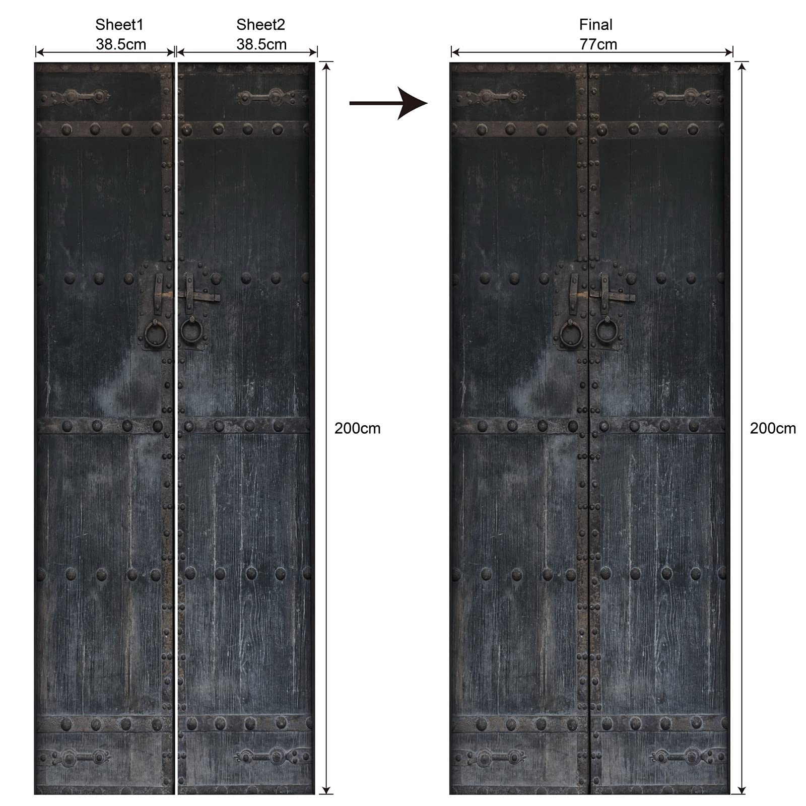 A.Monamour Sticker Porte Autocollant Poster De Porte 3D Ancienne