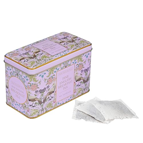 Miniatura 6 de New English Teas Song Thrush and Berries Tea Tin in Pink con 40 bolsitas de té inglesas para el desayuno