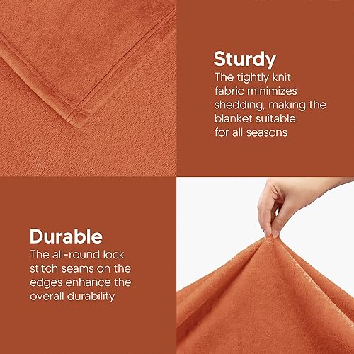 Miniatura 5 de Utopia Bedding Manta de forro polar, tamaño naranja quemado, 10.58 ozm, de lujo, mullida, suave y antiestática de microfibra (60 x 50 pulgadas)