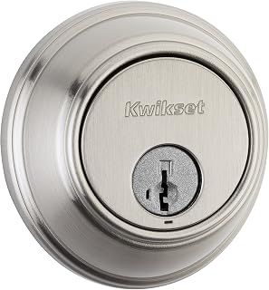 Kwikset 816 Key Control Deadbolt Satin Nickel, SmartKey Rekeyable Pick-Resistant Single Cylinder Lock with Microban