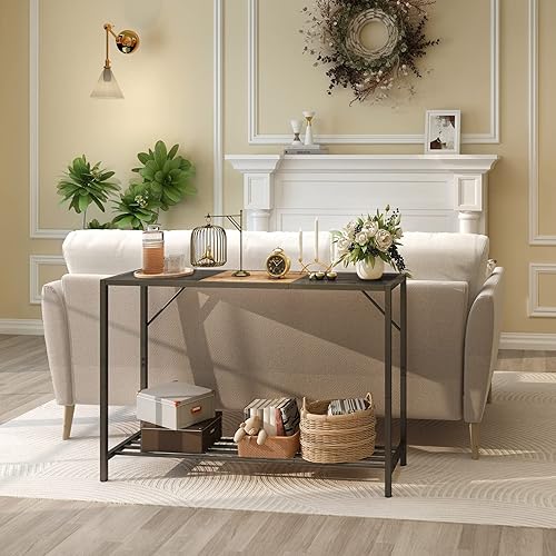 Miniatura 4 de LAATOOREE Mesa consola, mesa de entrada industrial de 41.7 pulgadas con estante, mesa de sofá estrecha para pasillo, vestíbulo, pasillo, sala de