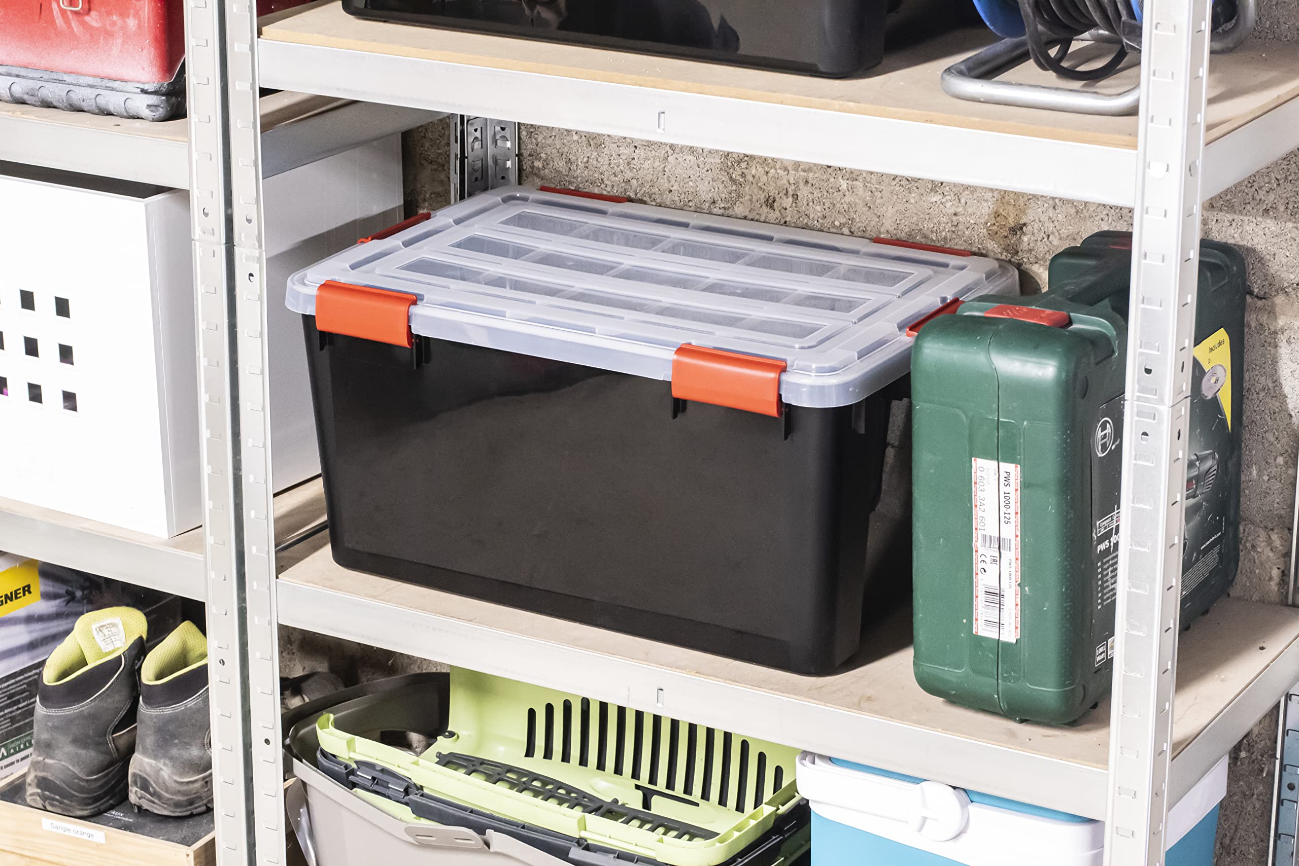 Iris Ohyama Hava geçirmez plastik saklama kutuları, kapaklı, 30 l, 6'lı set, şeffaf, hermetik su geçirmez kilit, sağlam yaylı kilitler, istiflenebilir, toz koruması, BPA içermez, AT-LS