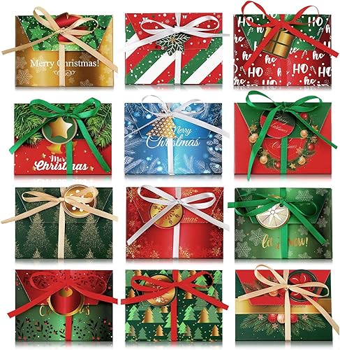 Yeaqee 60 juegos de cajas de regalo de Navidad, cartón, soporte para tarjetas de regalo de Navidad, cajas de regalo de Navidad, caja de regalo