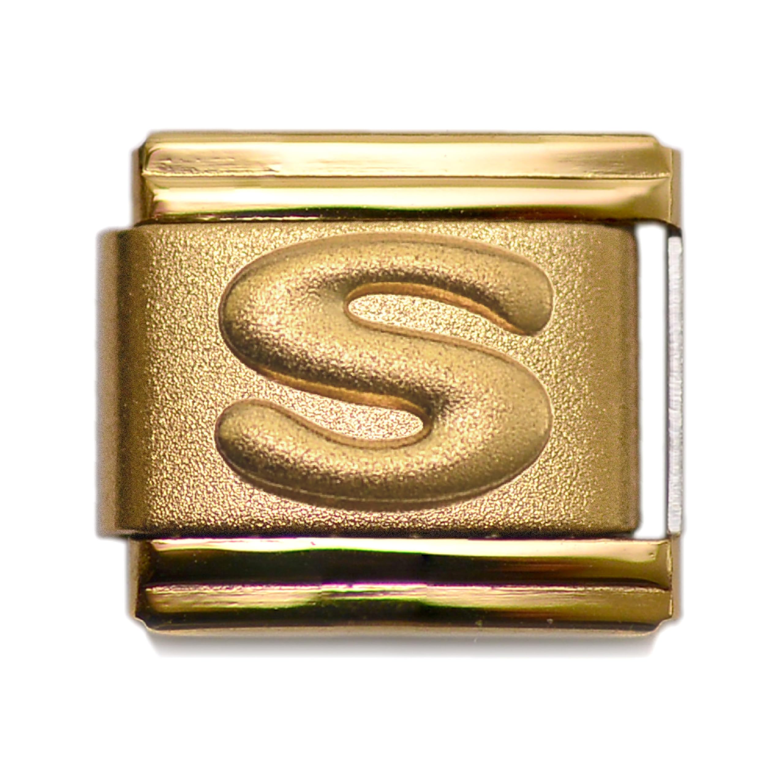 Dolceoro Italian Starter Charm Bracelet, Letter Initial Alphabet - Select A Size Option, Interlocking Stainless Steel Modular Links