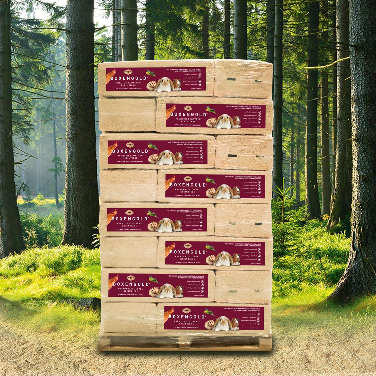 Einstreu Hamster Kaninchen Kleintiere Premium Ecostreu 24 Ballen á 20kg pro Palette (=480 kg) | Grundpreis (0,81 €/kg)