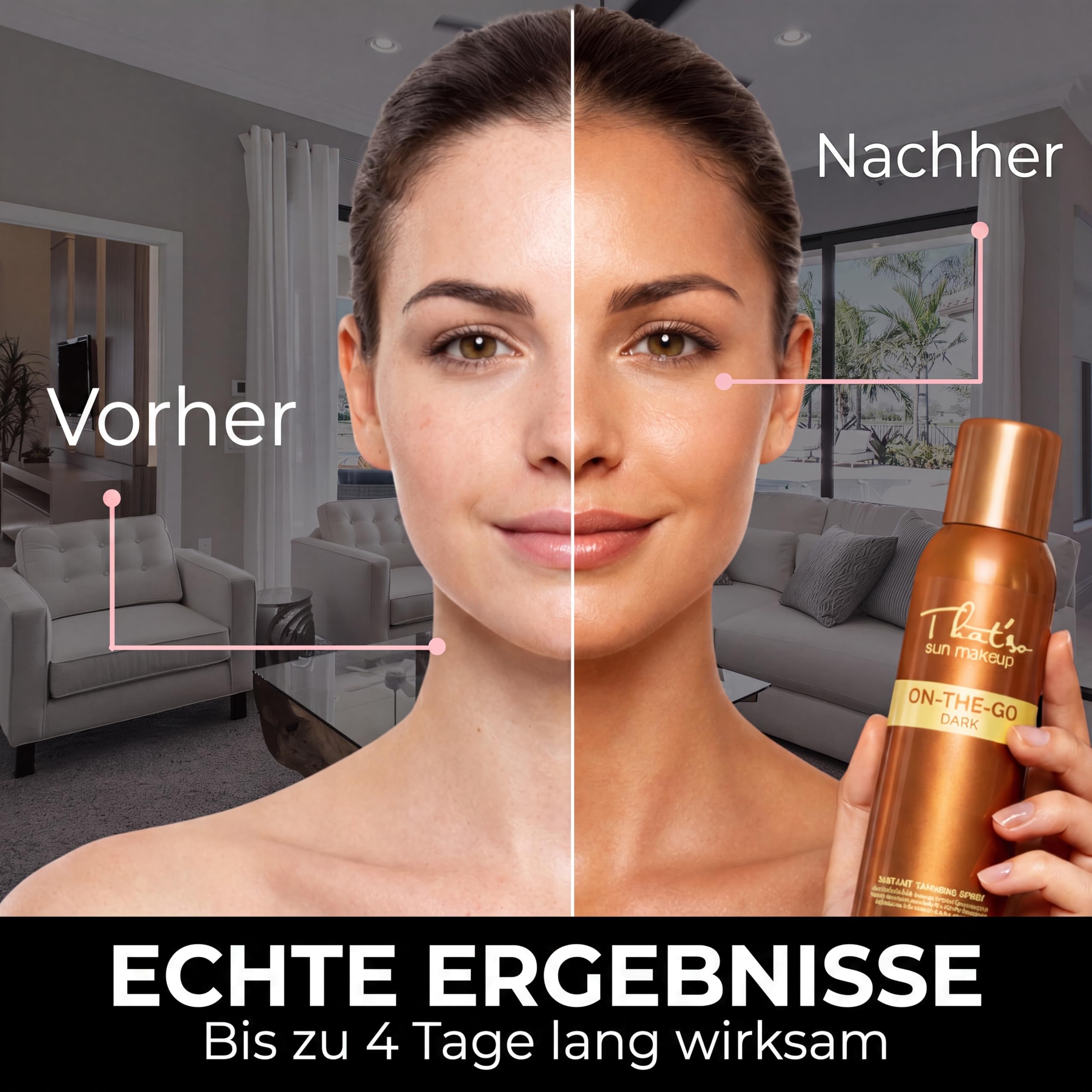 That'so On The Go Dark Selbstbräuner Gesicht Bräunungsspray und Körper 125ml mit Aloe Vera und Matrixyl, intensiver Selbstbräuner Spray, Self Tanner, Gesichtsbräuner mit Anti-Aging Wirkung