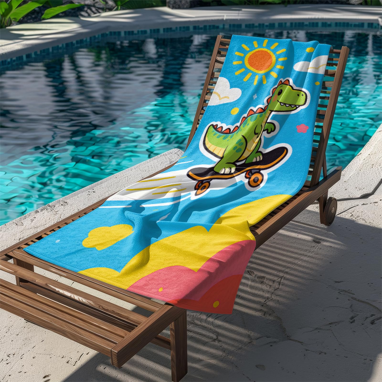 Fouta PlageChaise De Plage Blue Waves Modèle Surdimensionné avec Diverses Tailles, Respirante et Portable, Parfaite pour Voyages Sorties Piscine et Usage Extérieur Quotidien 90x160 cm