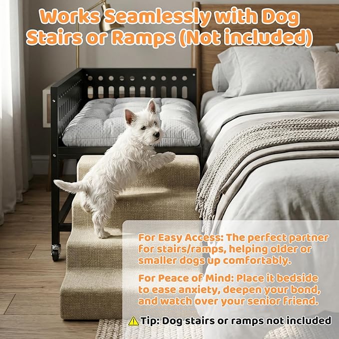 Cama Elevada para Perro Mediano 81x48cm Ajustable y con Ruedas miniatura 6