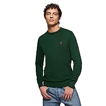 Polo Club Maglione Uomo Basico Verde Bottiglia 100% Cotone – Maglioni con Logo Ricamato