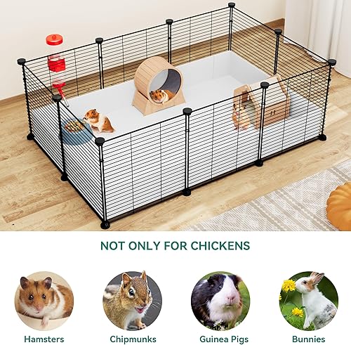 Miniatura 5 de YITAHOME Jaula de conejillo de indias, jaula para animales pequeños de C&C para interiores con forro de plástico impermeable, corralito de juego de