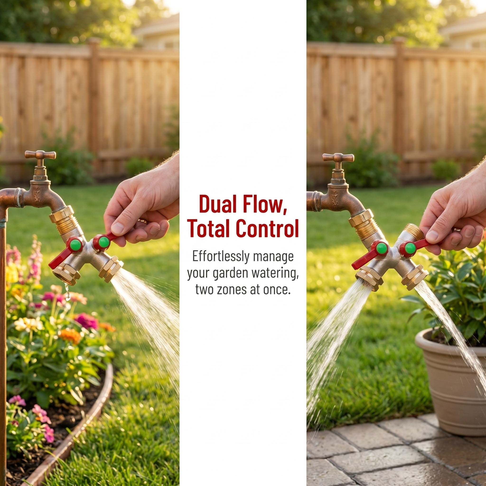 Kisangel 1 Set di sdoppiatore per Tubo Flessibile a 2 Vie - Connettore per Tubo da Giardino a Forma di Y con Doppia valvola di intercettazione per Rubinetto dell'Acqua, Adattatore Resistente