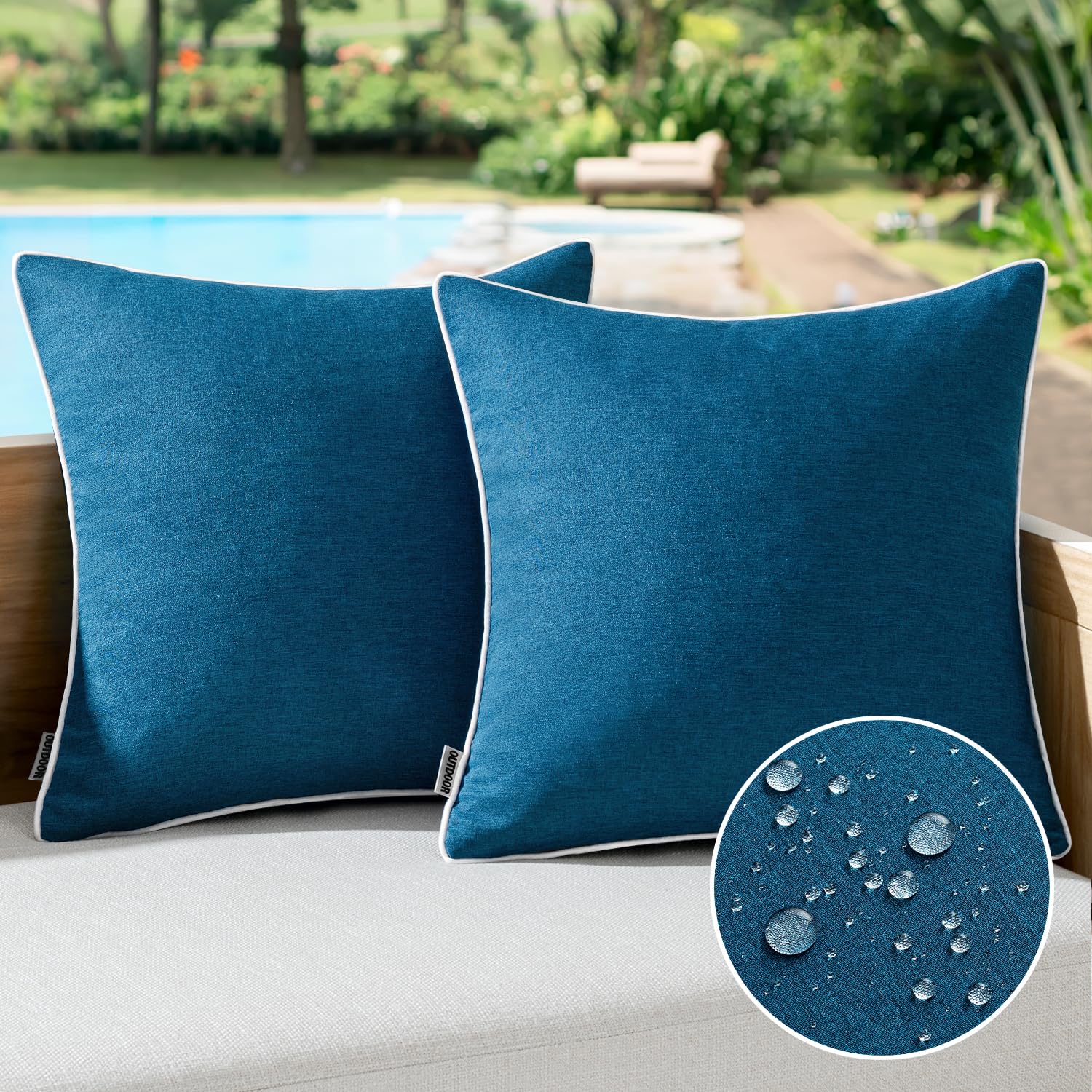 MIULEE Pack of 2 Outdoor Waterproof Throw Pillow Covers Decorative Farmhouse Linen Pillow Covers Solid Color Couch Pillow Covers for Patio Tent Bed