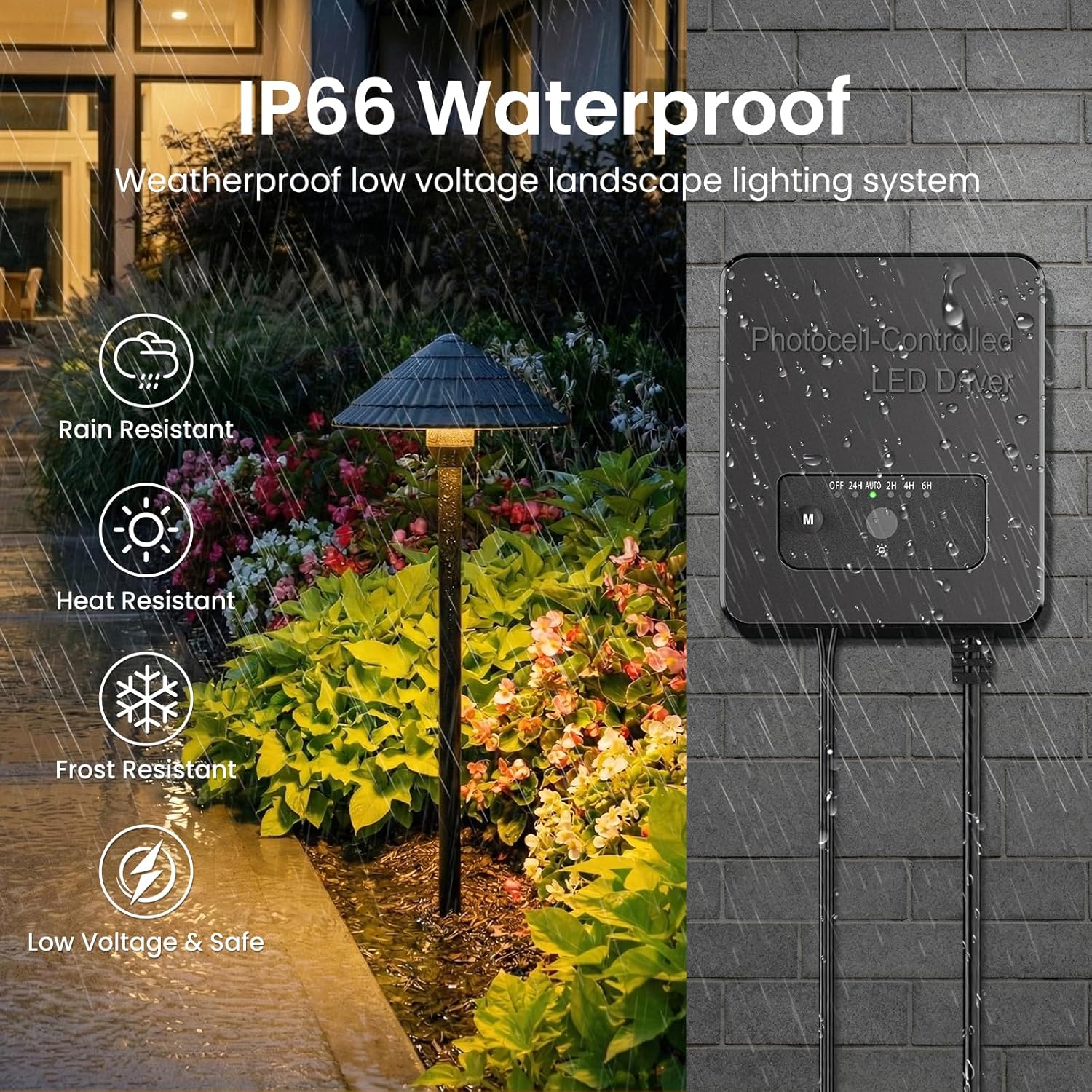 ZZXX All-in-One Low Voltage Landscape Lighting Kit 12-Pathway Lights with 96W Transformer, 5W LED Landscape Lighting Low Voltage 12-24V,IP66 Waterproof Outdoor Lights 2700K for Yard Patio Walkway