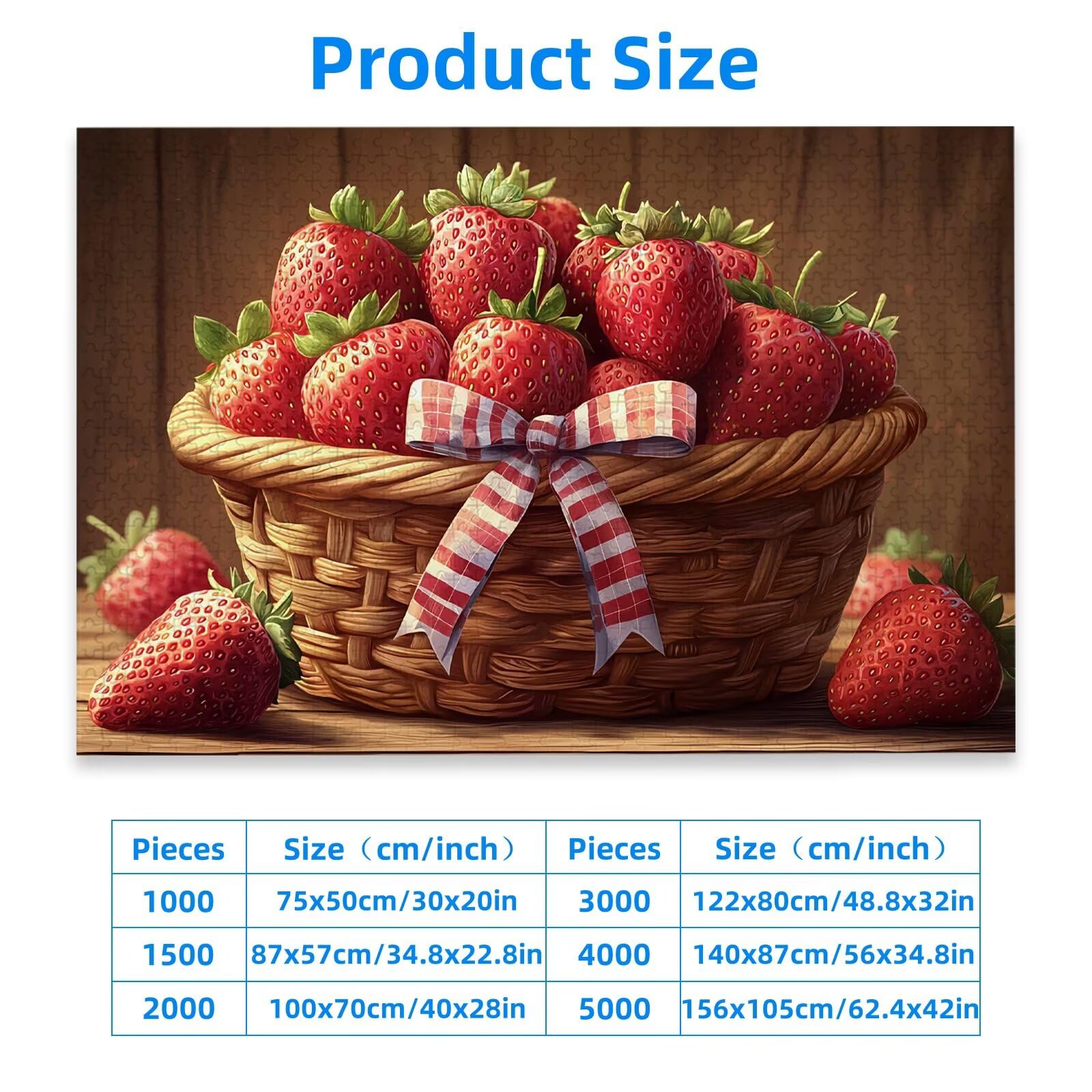 Puzzle 1000 Piezas, Puzzle Fresa con Caja para Adultos, DIY Fruta Rompecabezas Madera para Adultos, 1000 Piezas Rompecabezas Desafiante, para Decoracion Hogar, Regalo Mujer, Regalo Hombres, -2908