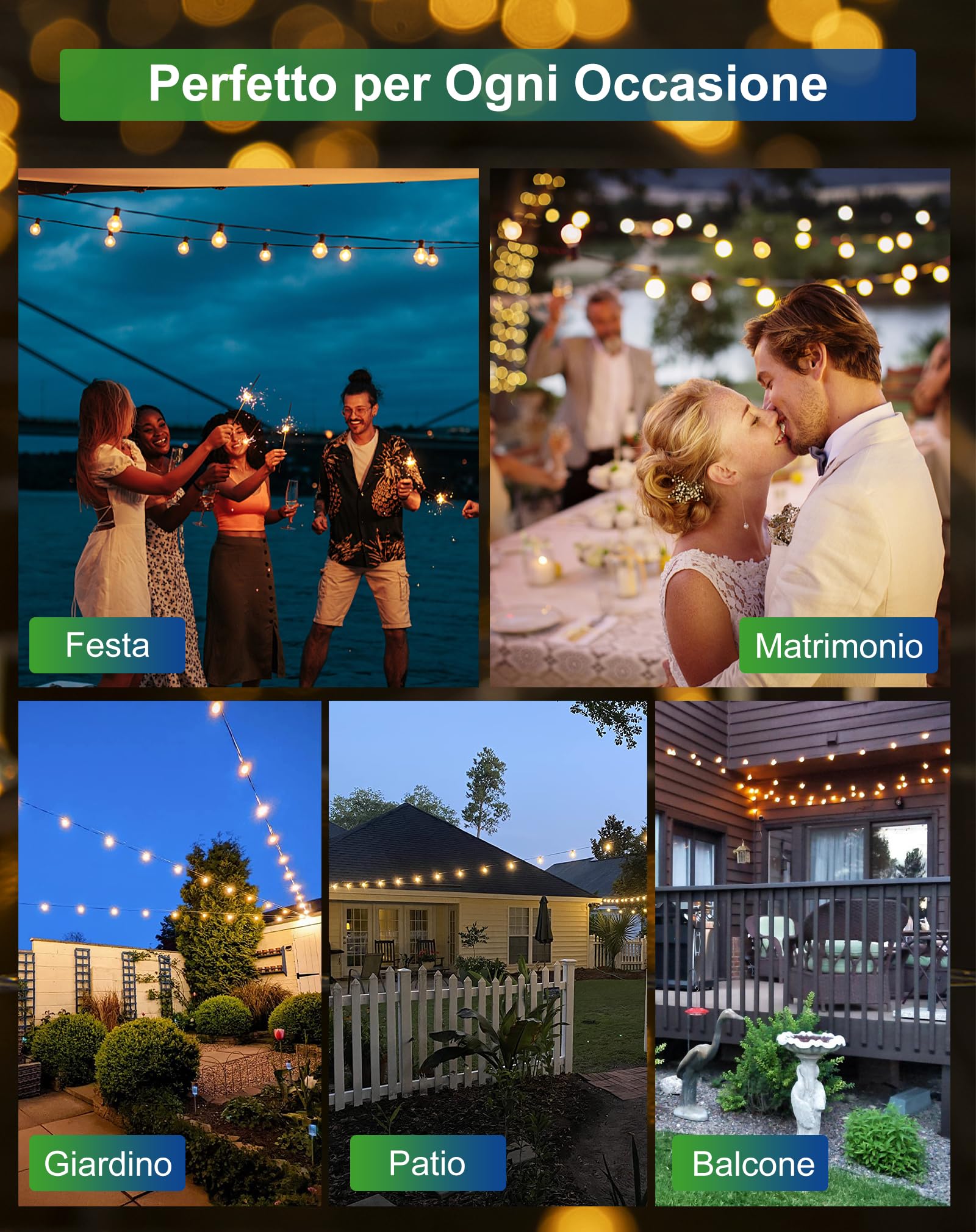 Zuske Catena Luminosa Esterno Solare, 15M Catena Luci Stringa Giardino con 25+2 Lampadine LED, 5 Modalità, Impermeabile IP65, Filo Luci per Casa, Feste, Balcone, Natale, Matrimonio - Bianco Caldo