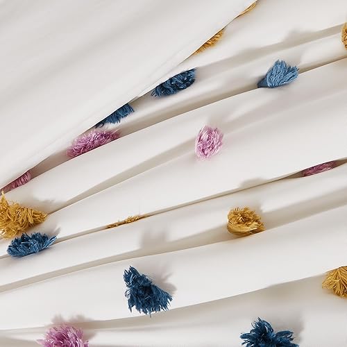 Miniatura 57 de Geniospin Juego de edredón rosa Queen para niñas, 7 piezas con pompones en una bolsa, juegos de ropa de cama individual con sábanas, fundas