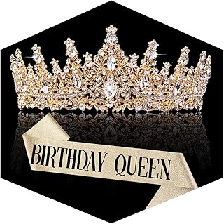 Gold Crown for Women Crystal Princess Tiaras Rhinestone Queen Headband Wedding Bridal Hair Accessories Birthday Prom Pageant Party Coming of Age Ceremony Photo Props