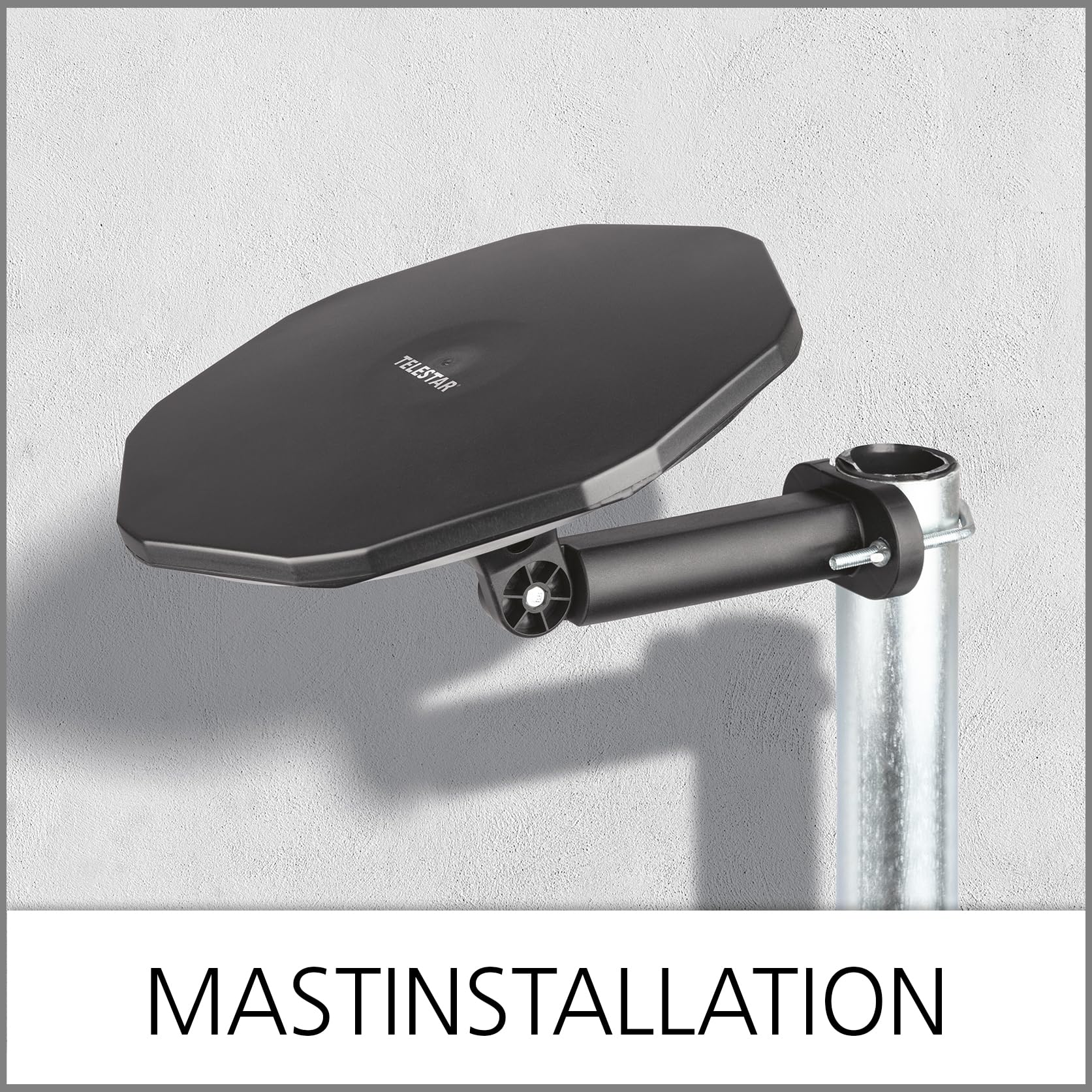 TELESTAR Antenna 15 LTE - Antenna Attiva DVB-T2 da Esterno (Outdoor & Campeggio, DVB-T2/FM/DAB+, 20dB Guadagno) - Nero