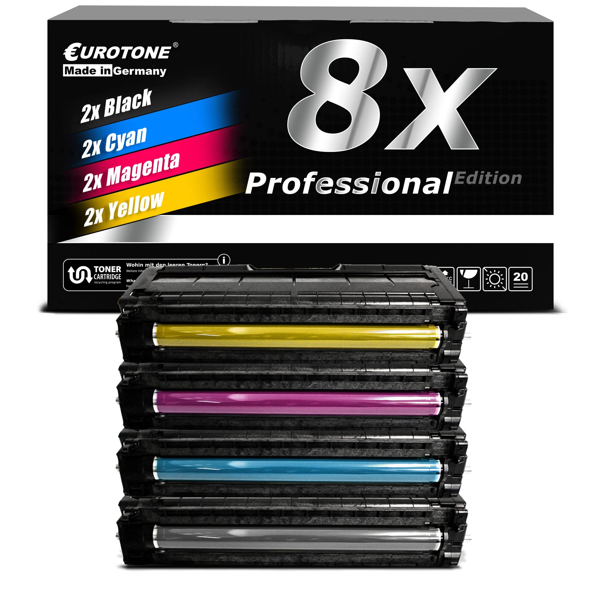 Eurotone Toner Cartridges für Lanier: SP C 222 DN zastępuje 2X BK, 2X C, 2X Y, 2X M kartridże w zestawie ekonomicznym - kompatybilny zestaw Premium Kit alternatywa - Non OEM