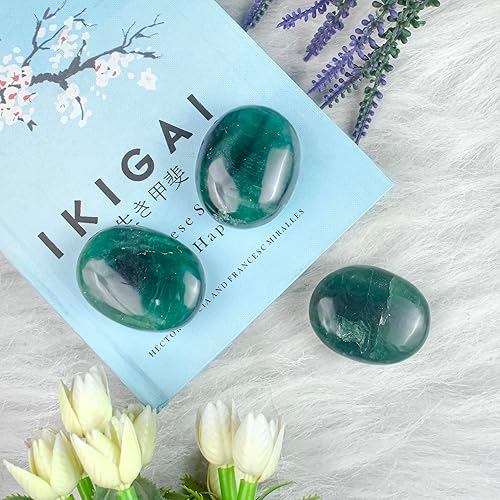 Miniatura 6 de Piedra de palma de fluorita múltiple de 55 a 2.362 in, piedra de preocupación, curación de chakras, reiki, piedra pulida, bolsillo tallado a mano y