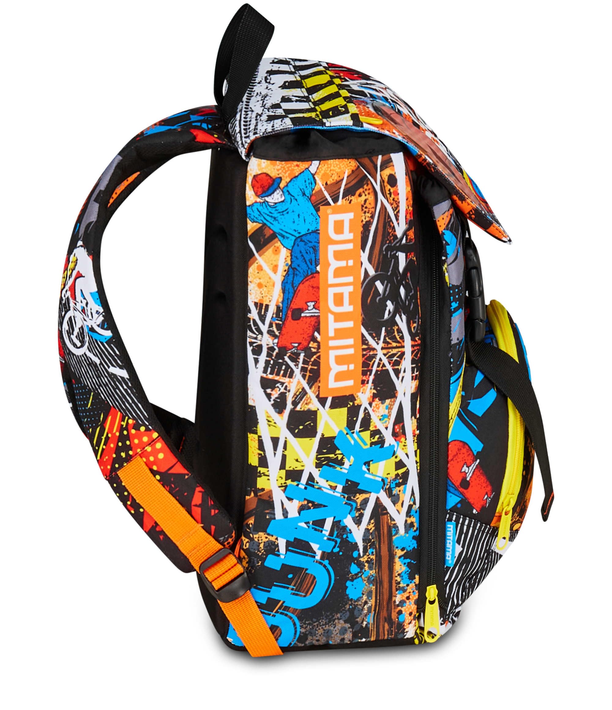 Mitama Zaino Estensibile 4 Zip, DOUBLE BALL, Arancione, Maxi Capienza, Doppio Scomparto, Schienale Preformato, Bambino, Scuola Elementare