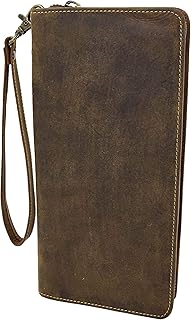 Tarjetero de Viaje de Piel auténtica Vintage con Pasaporte para Pasaporte, Pasador de Pasaporte, Bolso de Mano AV28, Color marrón Marrón Canela Large