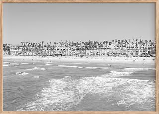 StudioUBILA Oceanside Wall Art Poster, Black and White Horizontal Travel Print, Stylish Monochrome Wall Decor for Bedroom, Living Room, Kitchen, Unframed