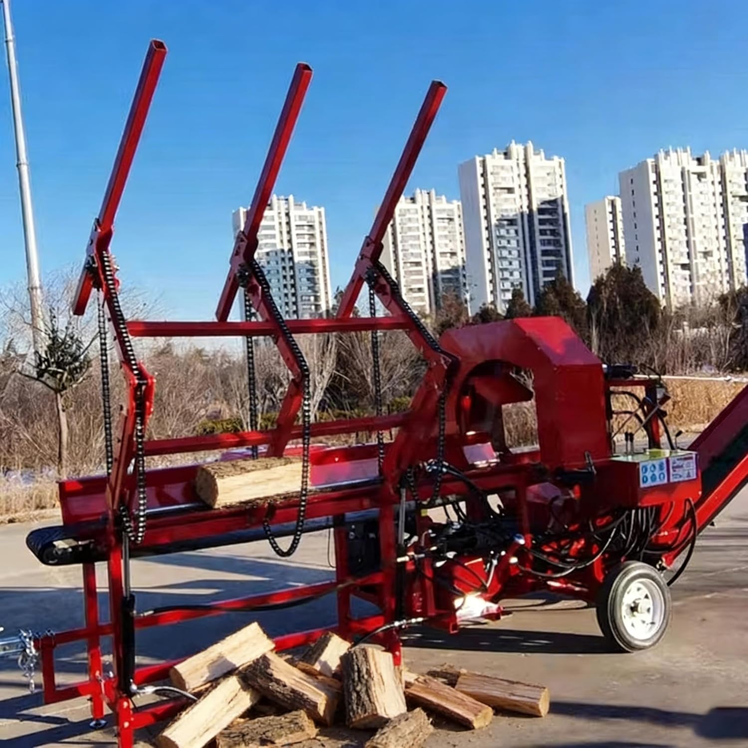 Hydraulic Wood Log Splitter 10T-30T - Commercial-Grade Automatic Firewood Processor for Fast Cutting & Splitting in Farm, Forestry, and Home Use