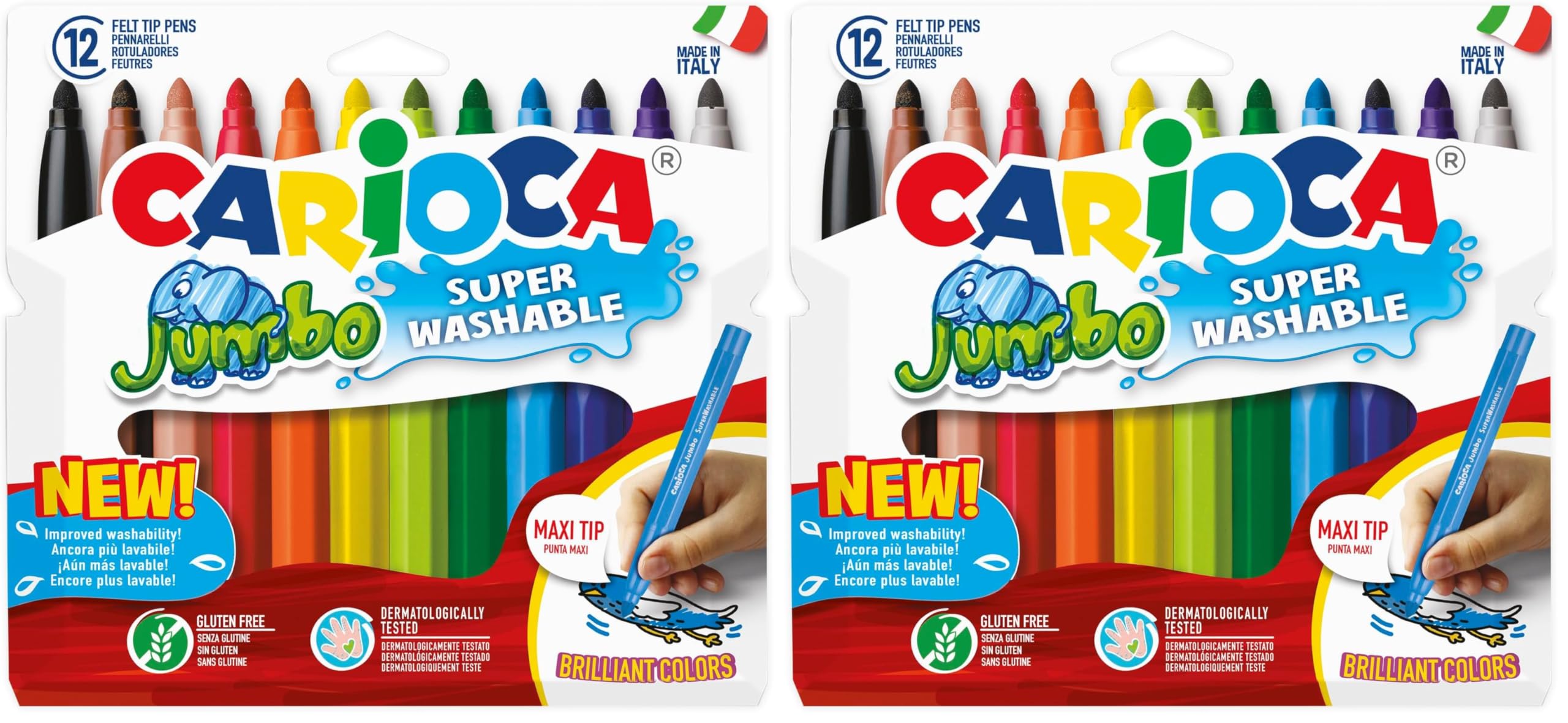 Carioca - Bolsa de cartón con 12 rotuladores de colores Jumbo (40565) (Paquete de 2)