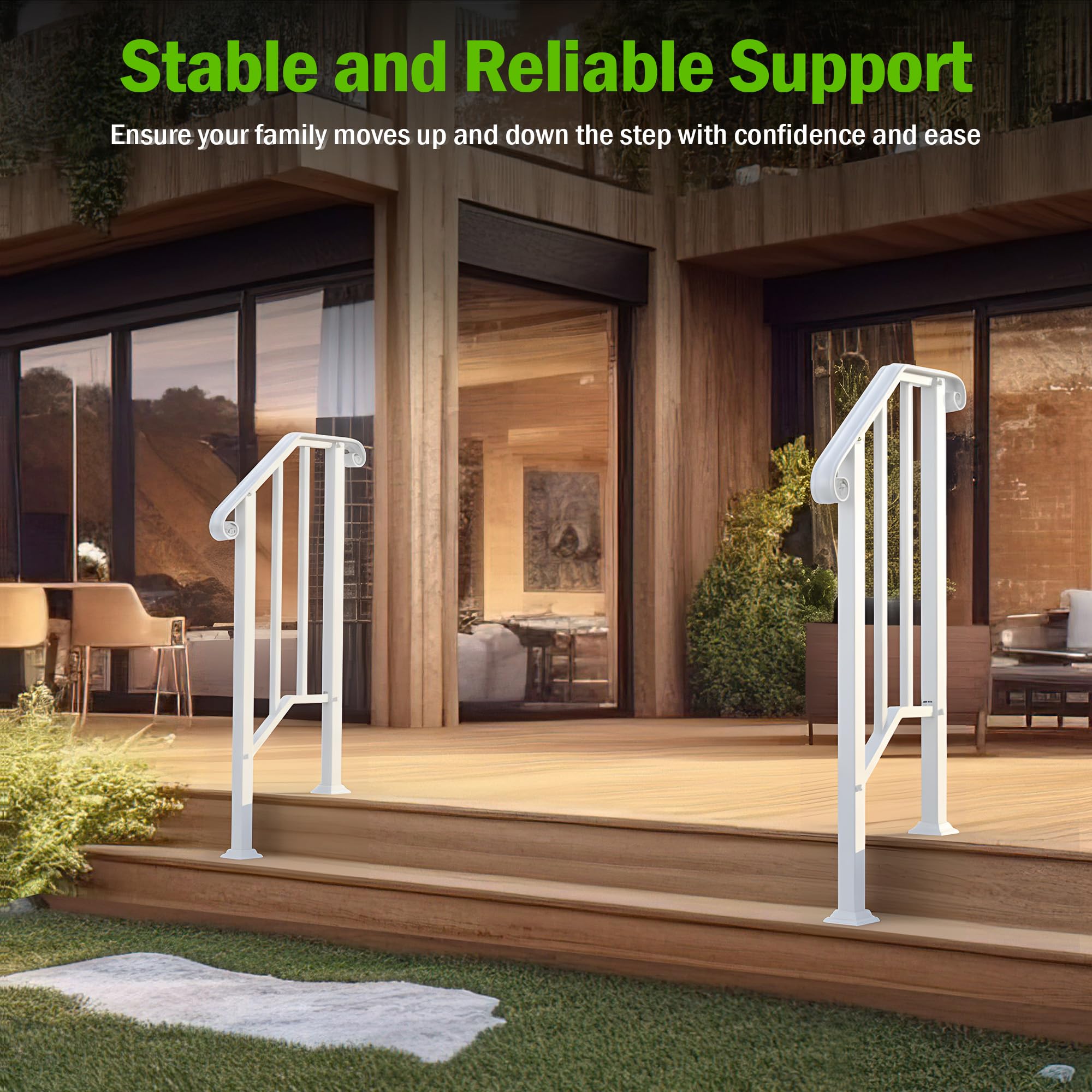 Two Step Hand Railing Snapklik.com : 2 Pack 2 Step Handrails For Outdoor Steps, Wrought Iron ...