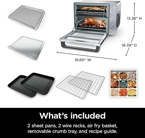 Miniatura 12 de Ninja Horno de encimera de doble pila XL y freidora de aire con sistema Pro Cook, 12 en 1, Flexdoor, FlavorSeal, SMART FINISH con tecnología