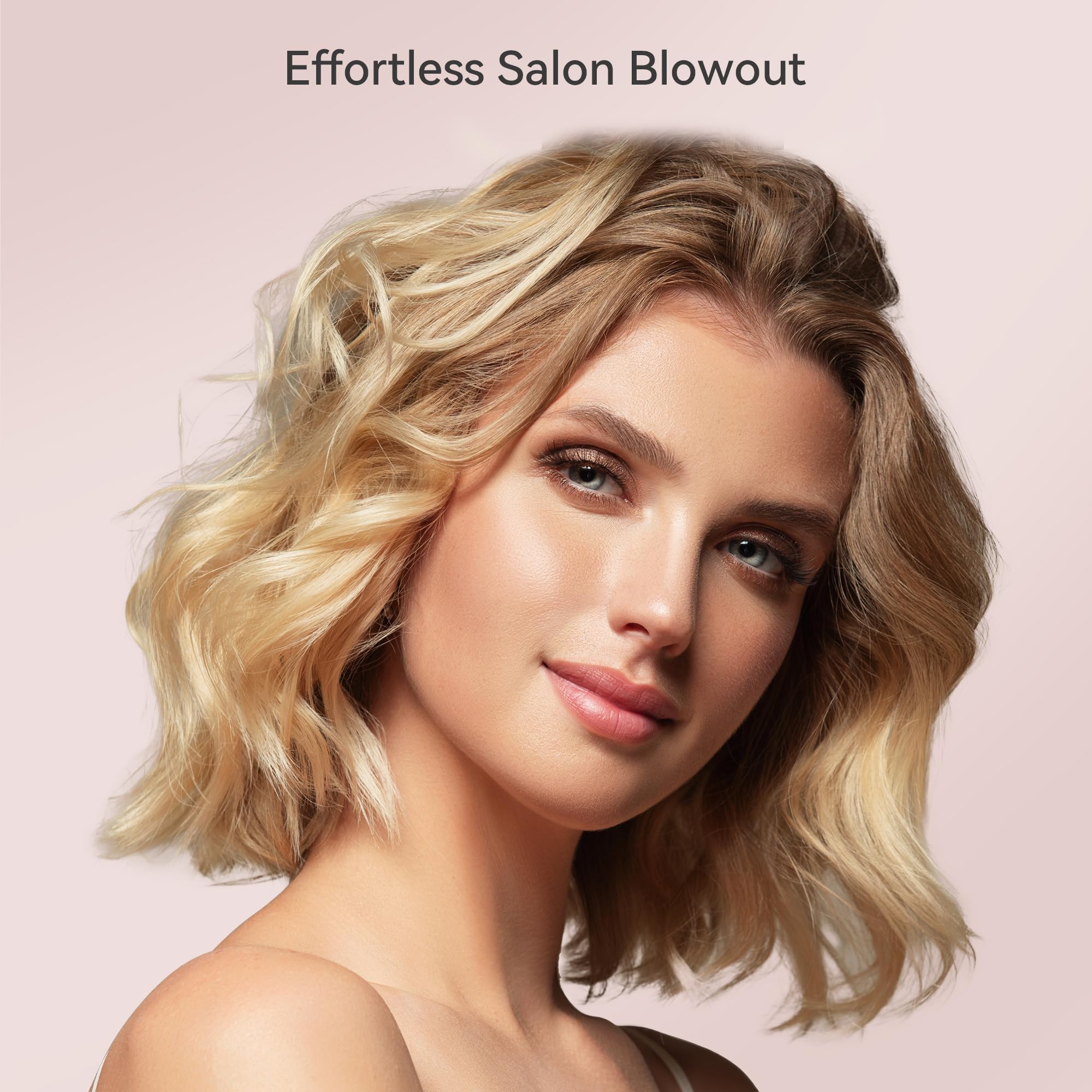 Thermal Brush, 27 mm Cepillo térmico Brushing, Mini cepillo calefactor, Rizador iónico de turmalina cerámica para pelo corto a medio largo, temperatura ajustable, doble tensión, rosa