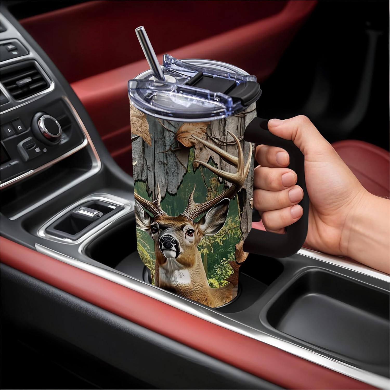 Hunter Gifts for Men Dad Grandpa Husband Boyfriend, Hunting Tumbler with Handle for Men, 40oz Stainless Steel Insulated Tumblers, Hunters Gift for Birthday Christmas Fathers Day - Image 7