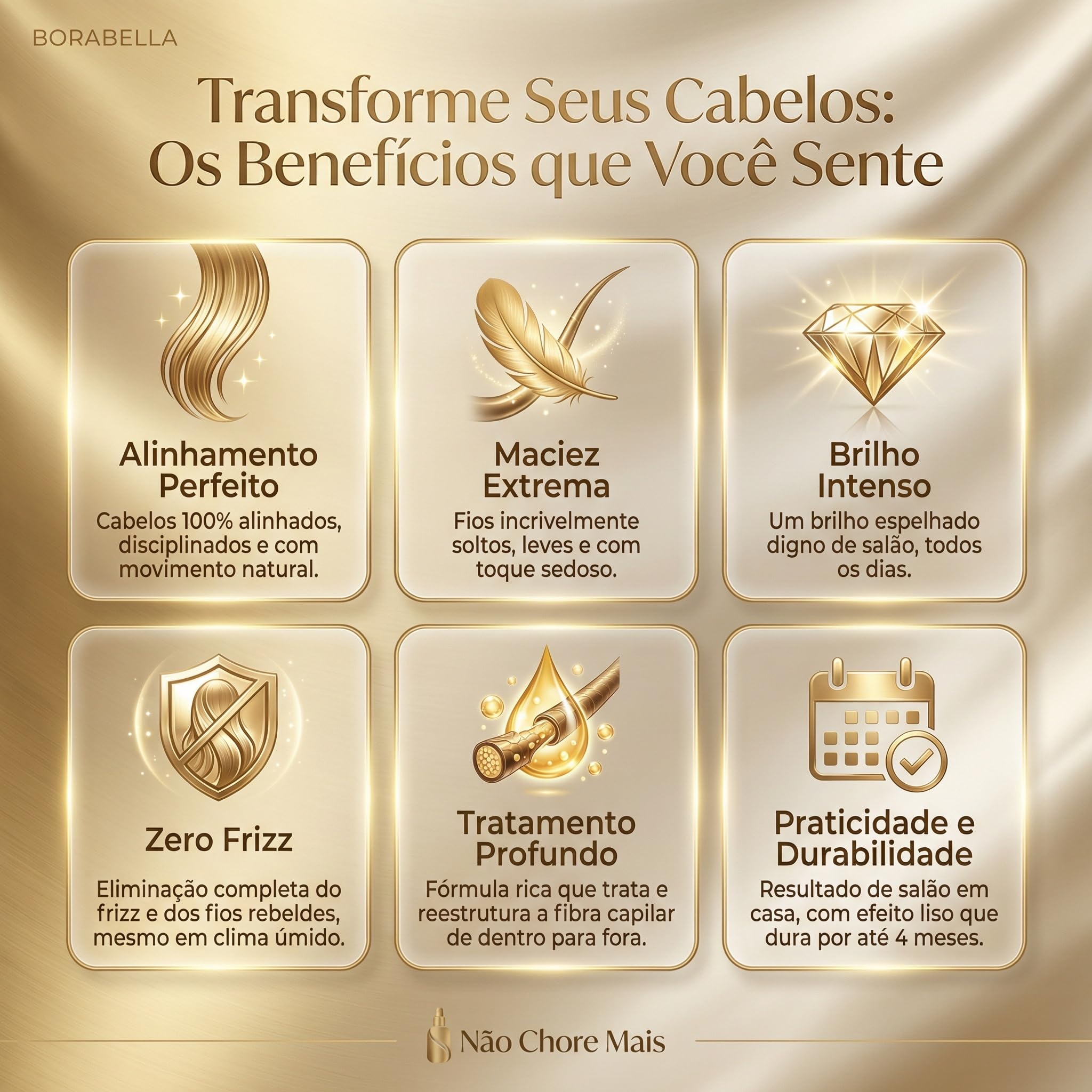 Borabella Não Chore Mais (No More Cry), Coffret de soins capillaires professionnels, lissage sans formaldéhyde avec shampooing et soin ultra-lissant, 2 x 1000 ml