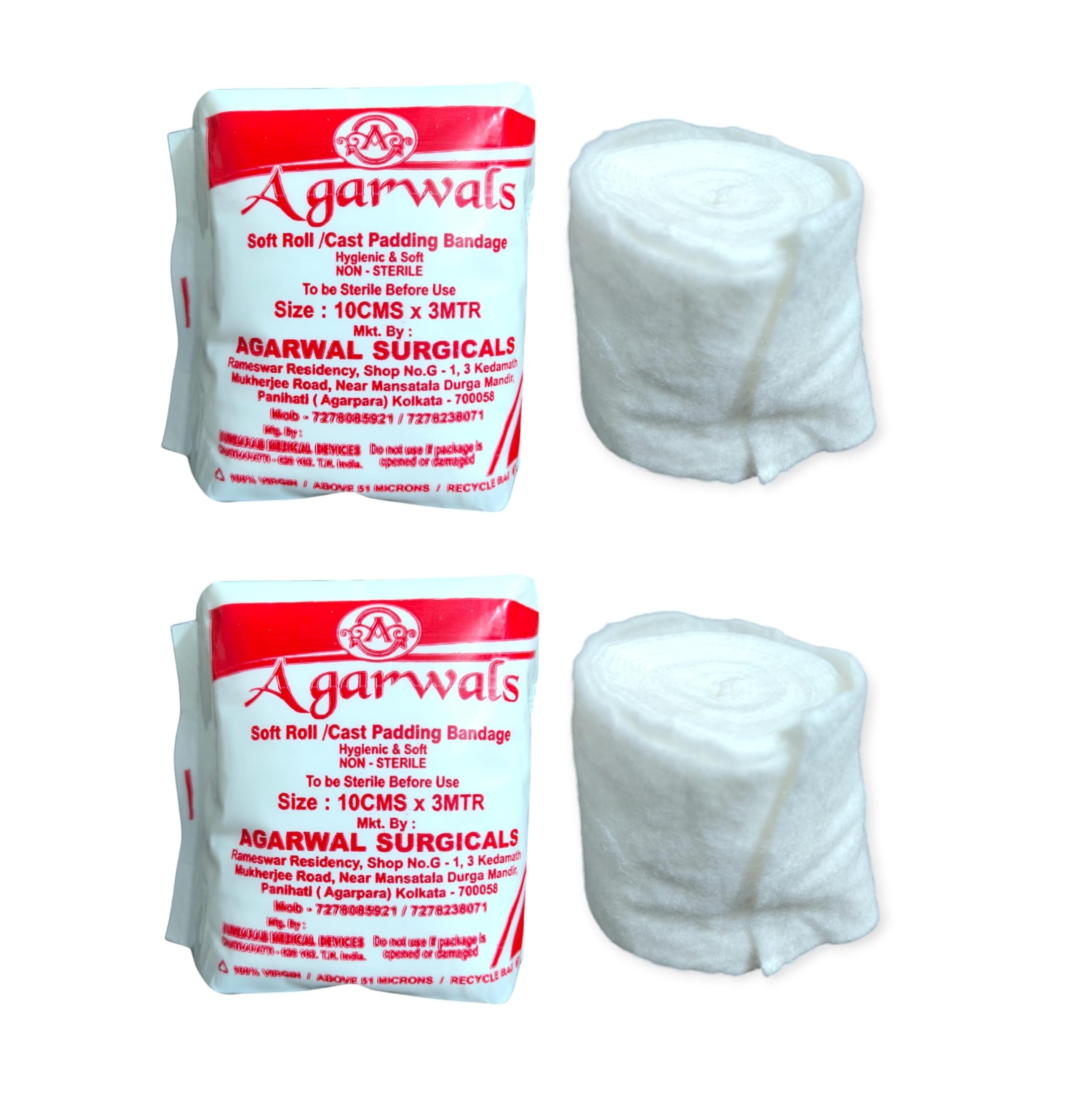 Soft Roll Orthopaedic Cast Padding Absorbent Cotton Bandage 10cm x 3mtr(Pack of 2)-picture-24