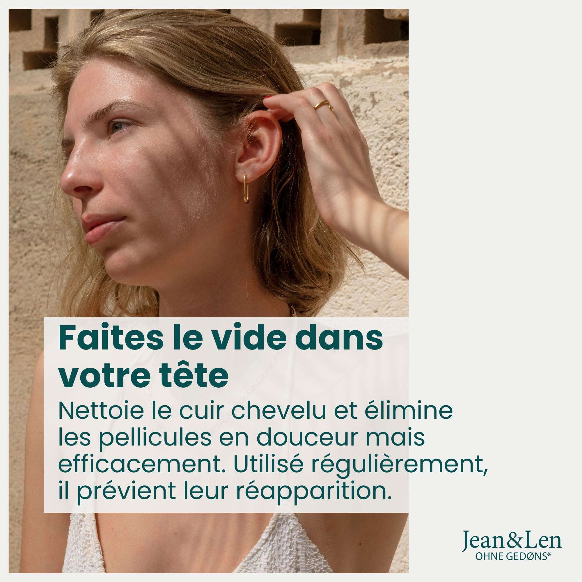 Jean & Len Shampooing antipelliculaire Thym & Menthe, formule végane, à la piroctone olamine, contre les pellicules, pour un usage quotidien, sans parabènes & silicones, végane, 300 ml