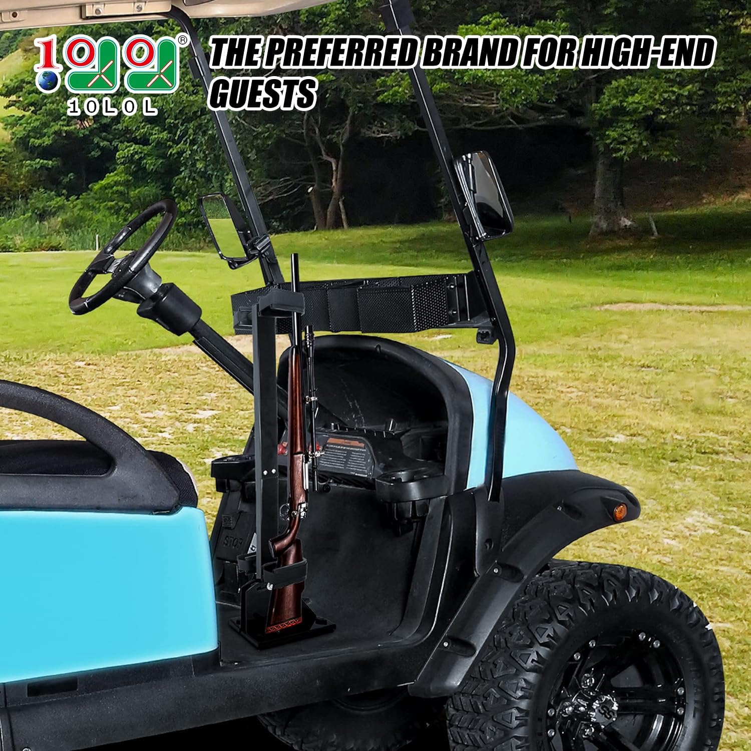 10L0L Universal Golf Cart Gun Holder 50 Degree Rotatable Compatible with Golf Cart Club Car EZGO UTV ATV Stand Up Gun Rack Gun Mount
