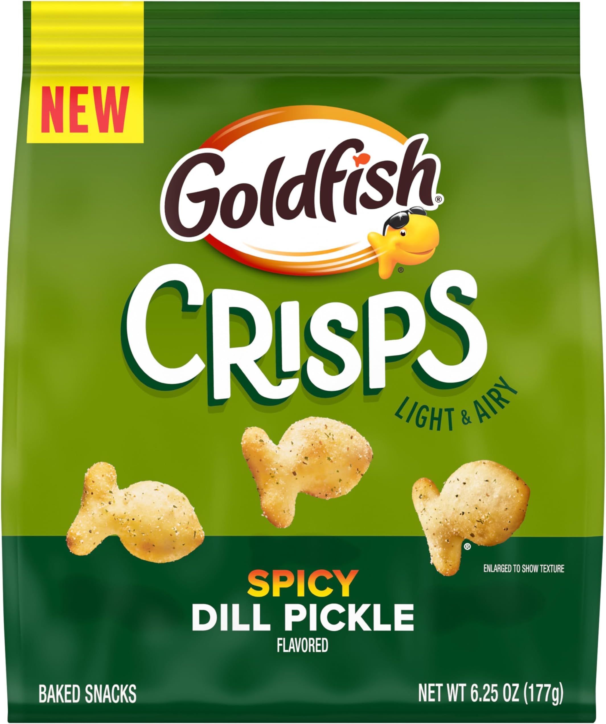 Goldfish Crisps Spicy Dill Pickle Flavored Baked Chip Crackers, 6.25 Oz Bag