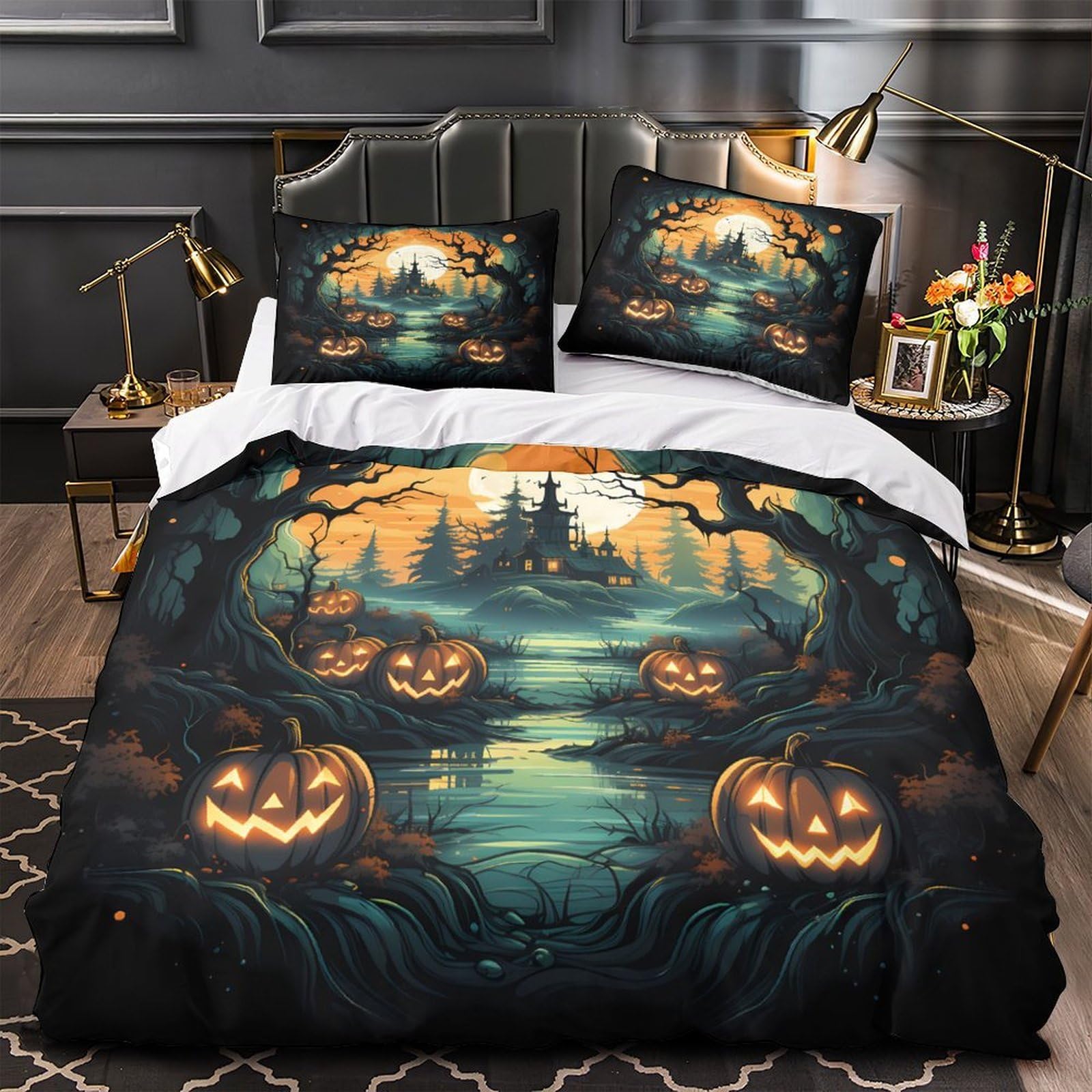 Housse de couette ultra douce Halloween imprimé 3D microfibres King