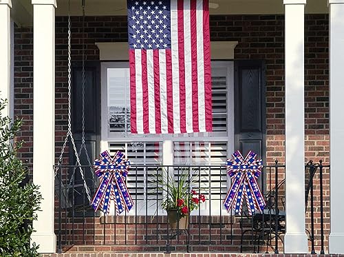 Miniatura 8 de ABTOLS Arcos grandes patrióticos para corona, lazos del 4 de julio para corona, lazos de arpillera para puerta delantera, lazos de arpillera para