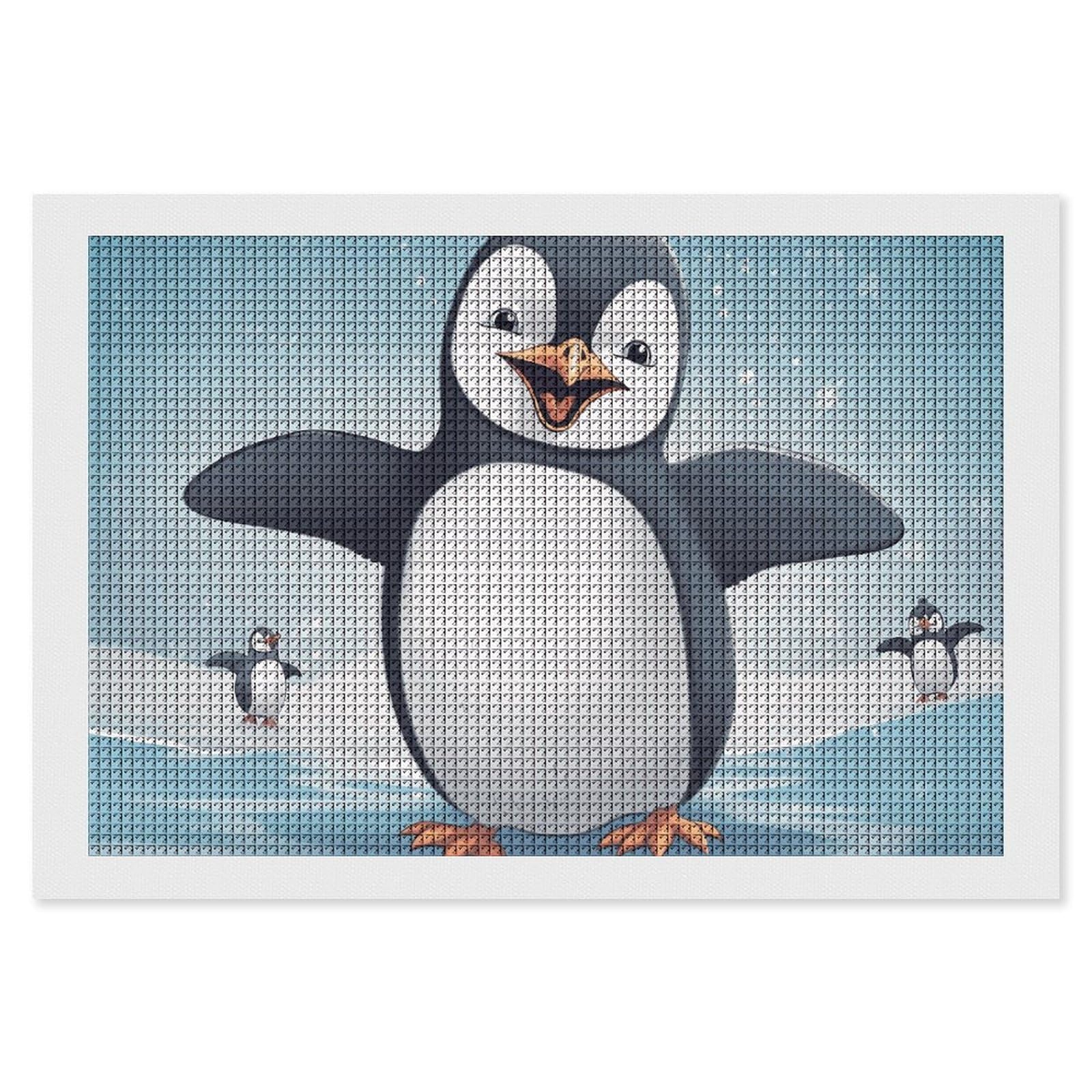 NONHAI Diamond Painting Kits for Adults - DIY Diamond Art Kits for Beginners - Full 5D Paint Drill Diamond Dots Paintings- Happy Penguin Diamonds Pictures Gem Art and Craft Wall Decor 8"x12"
